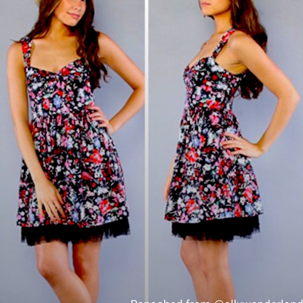 Free People Sunkissed Summer Floral Cutout Mini Dress Size 8